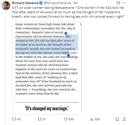 hijackhypergamy's tweet photo. The husband could have gotten the same reaction from his wife by simply fucking his young secretary.  Instant attitude and hormonal adjustment. https://t.co/pmlTZOu8BB