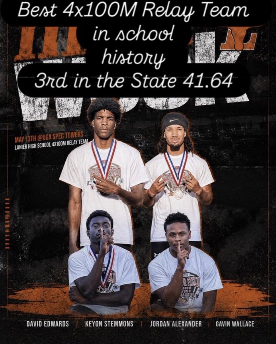 JordanGrinds's tweet photo. Had an AMAZING DAY Today at State!! Breaking the school record for the 3rd Time this Year!!! Along with placing 3rd in Georgia for the 4x1 running a 41.64 and splitting a 10.4!! @CoachTMaloof @coachmartin10 @LanierRecruits https://t.co/apzkBxlIEz