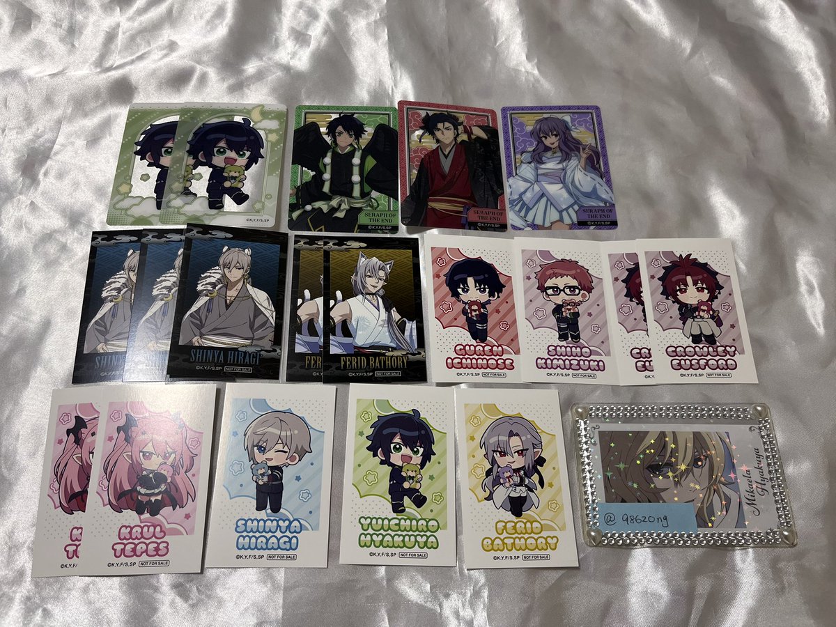 98620ng's tweet photo. 終わりのセラフ カラ鉄 カラオケの鉄人 交換 特典 学生証
【譲】優一郎 グレン 深夜 フェリド シノア クルル
【求】今弾同異種ミカエラ

ルームキー⇔特典複数提供等可能です
ルームキー、フォト風カード(横)を特に求めております
よろしくお願いいたします https://t.co/jJwkSQglYb
