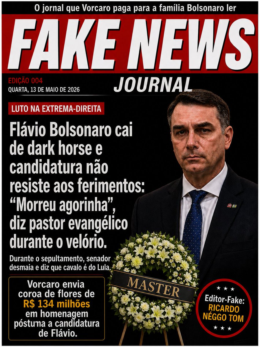 NeggoTom's tweet photo. Fake News Journal em EDIÇÃO MASTER URGENTE!
Siga no Instagram: @fakenewsjournalbr https://t.co/TiG8XmOOSm