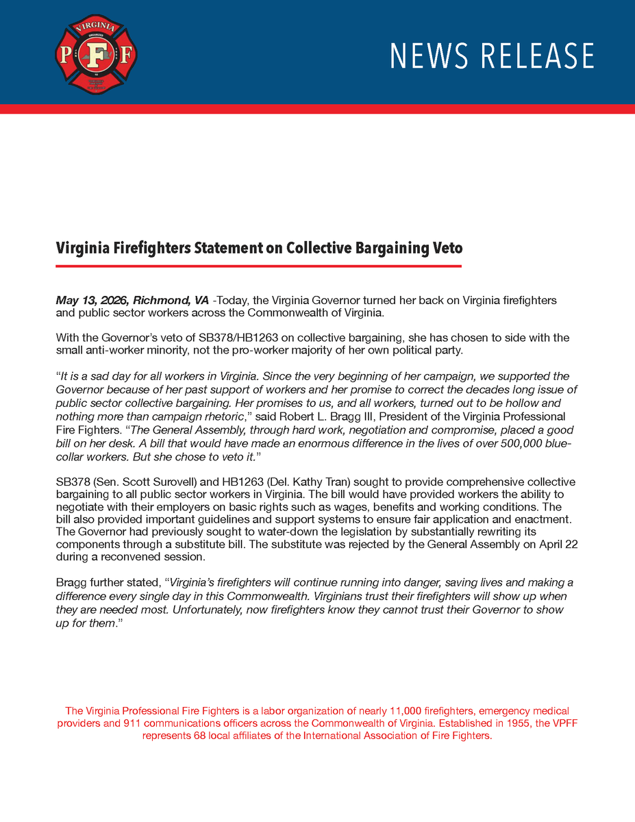 Virginia Professional Fire Fighters tweet media