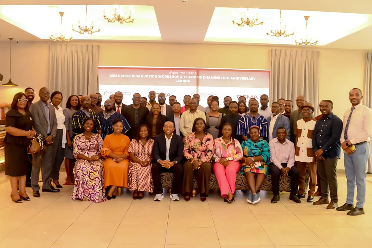 TelecomsChamber's tweet photo. Today, we officially launched the 15th Anniversary of the Ghana Chamber of Telecommunications alongside a timely GSMA Workshop on Spectrum Auction Design &amp; Pricing Strategy, shaping conversations on policy, investment, connectivity &amp; Ghana’s digital future.#GCT@15 #GSMA #Spectrum https://t.co/s1xhLK2Pfk