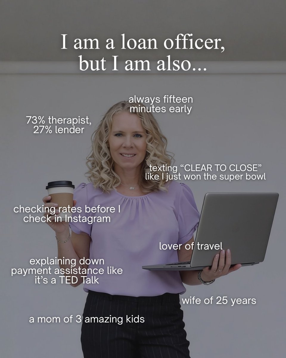 amberlampe's tweet photo. I’m a loan officer… but I’m also part therapist, part educator, part problem solver, and occasionally the person reminding you not to make big purchases before closing 😅

#LoanOfficerLife #HomeBuyingJourney #FirstTimeHomeBuyer #MortgageTips #DesMoinesRealEstate https://t.co/LWyq2yVUTf