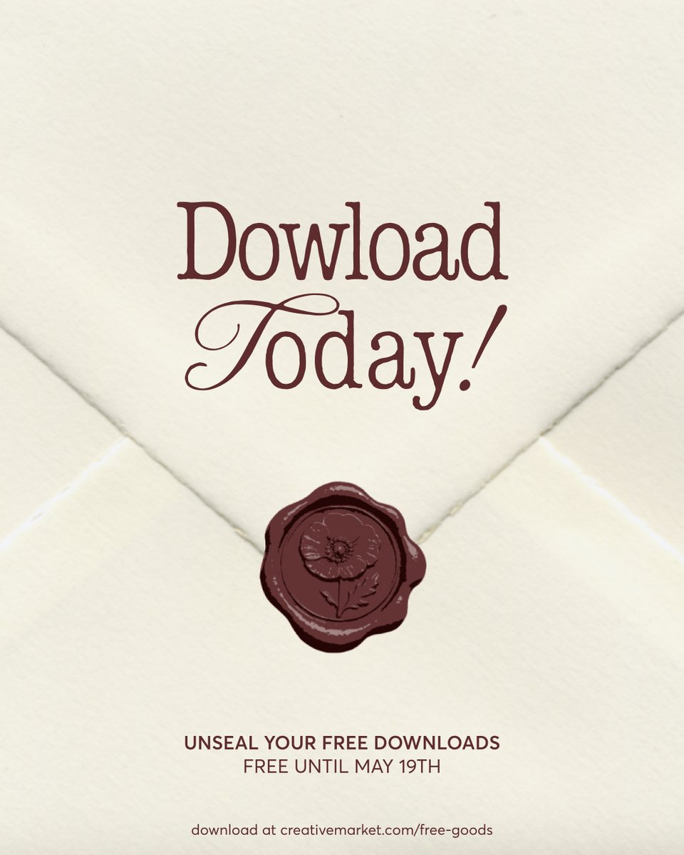 CreativeMarket's tweet photo. Unseal something good this week ✉️✨ A curated drop of free goods designed to elevate your next project — from quiet luxury brand kits to statement type and textures!

Free until May 19 ⭐ Don’t miss it! Tap to download + start creating 🔗 https://t.co/jfJXs6bz5B https://t.co/FDTA8wCASX