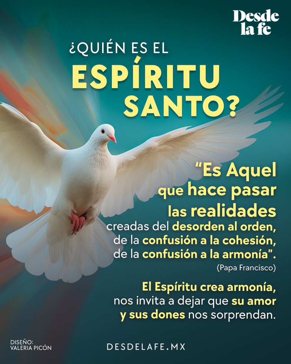DesdeLaFeMx's tweet photo. Guía, fortalece y acompaña, pero, ¿quién es el Espíritu Santo? 🕊

Encuentra todo sobre Pentecostés aquí: https://t.co/nMLDfOH2Rx

#EspírituSanto #Pentecostés #Dios https://t.co/Dbj98eGGlH