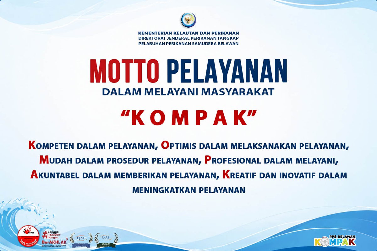 PPSBelawan's tweet photo. #SahabatBahari, Motto Pelayanan PPS Belawan “KOMPAK” bukan hanya slogan, tetapi semangat dalam menghadirkan pelayanan yang profesional, cepat, mudah dan berkualitas untuk masyarakat.
#PanganBiru #2026KKPGrowStronger #EkonomiBiruUntukIndonesiaEmas #SaktiWahyuTrenggono #KKPGOID https://t.co/HPqIQPKQn3