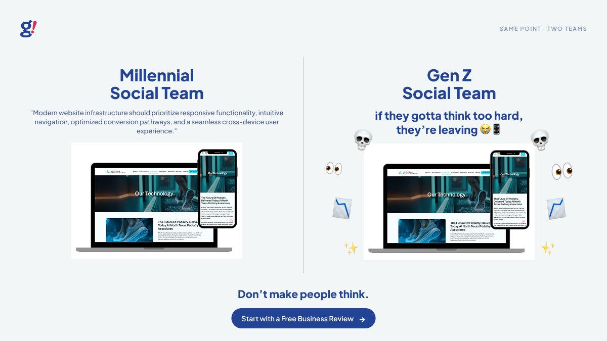 gotchamobi's tweet photo. same goal. wildly different execution. 😭

which team are you on?
millennial social team or gen z social team 👀 https://t.co/6RsIspcQSl