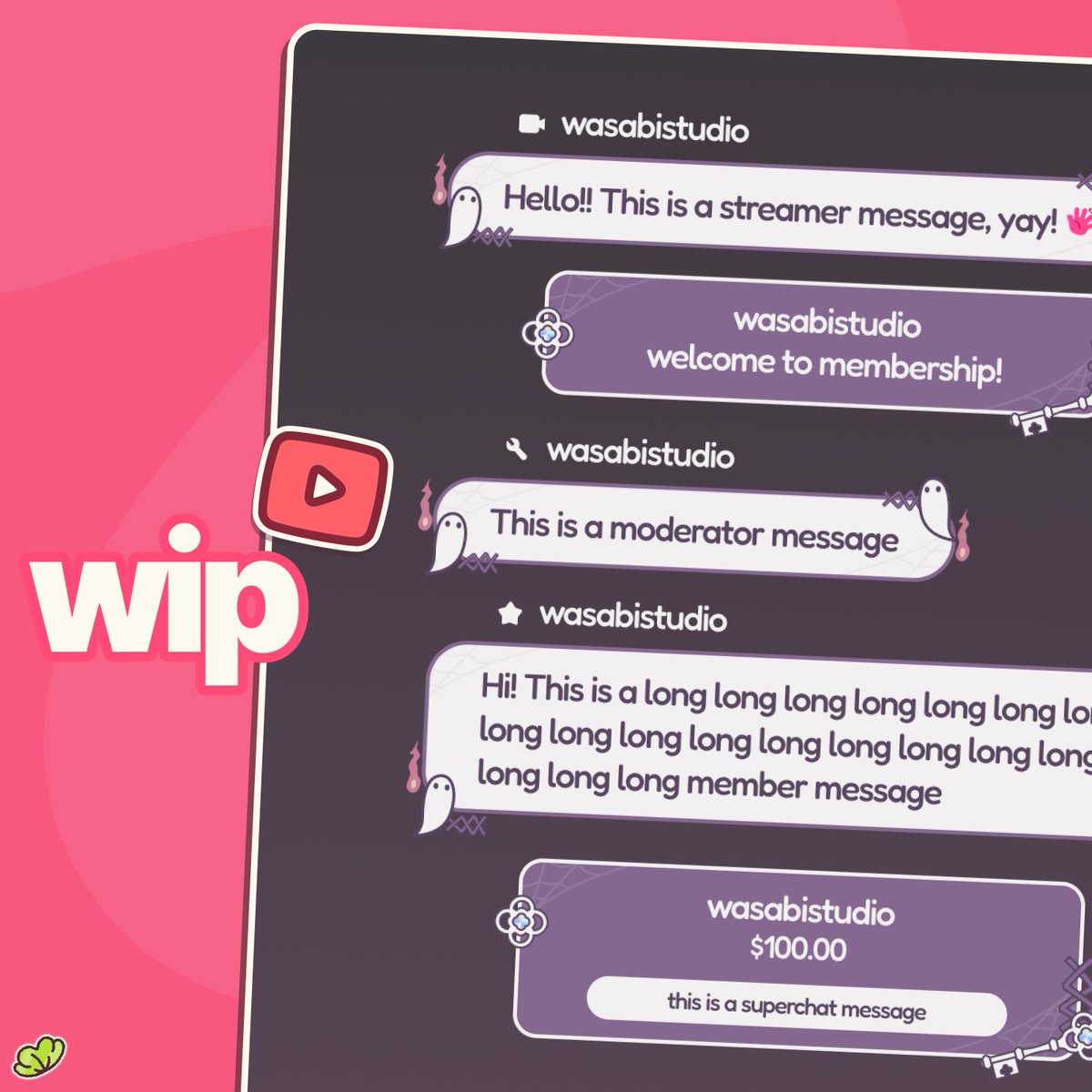 _WasabiStudio_'s tweet photo. 「 wip 」—  youtube chat widget commission

💌 ⟢ https://t.co/yMw6oEyfP6

ꕀ
#VGenComm #VGenOpen #opencommissions https://t.co/MGKi0feSav