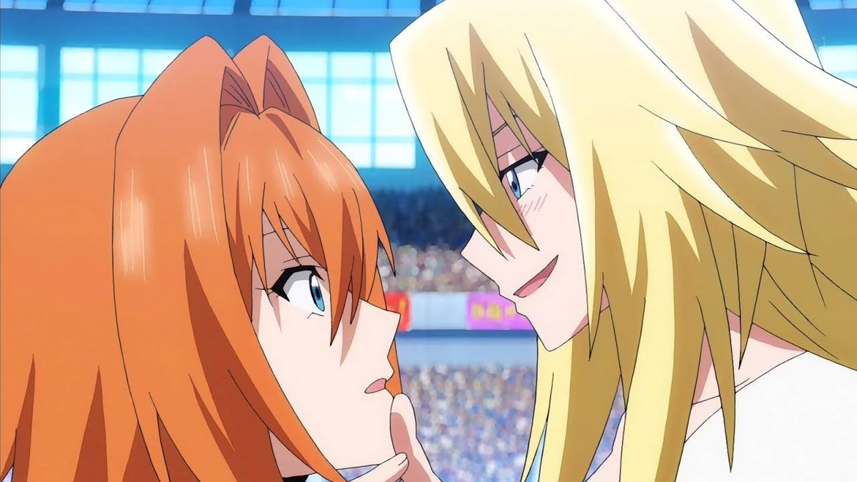 Queens_Bounty's tweet photo. “Nice to meet you too, Katsuragi~” 

She comes closer and gives the other girl a sultry look. 

“I look forward to getting to know you more~ On land….or even in my room~” https://t.co/T5xtrwpMeh