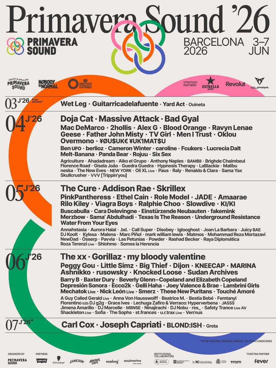 FILTERMexico's tweet photo. Primavera Sound confirmó que se transmitirá en vivo por Prime Video y Twitch los próximos 4, 5 y 6 de junio: https://t.co/oDjuSXHA1x https://t.co/PA4w3ZWefO