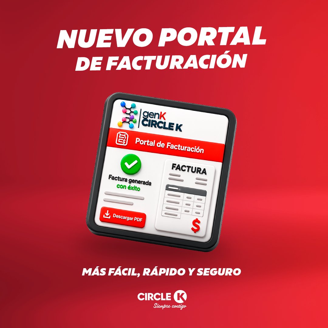 CircleKMexico's tweet photo. En Circle K nos renovamos para ti. ✨ Estrenamos portal de facturación más intuitivo para que no pierdas ni un segundo. 😌
Pruébalo hoy mismo 👉 https://t.co/xmNeHcwO1q https://t.co/b3ANgijciw