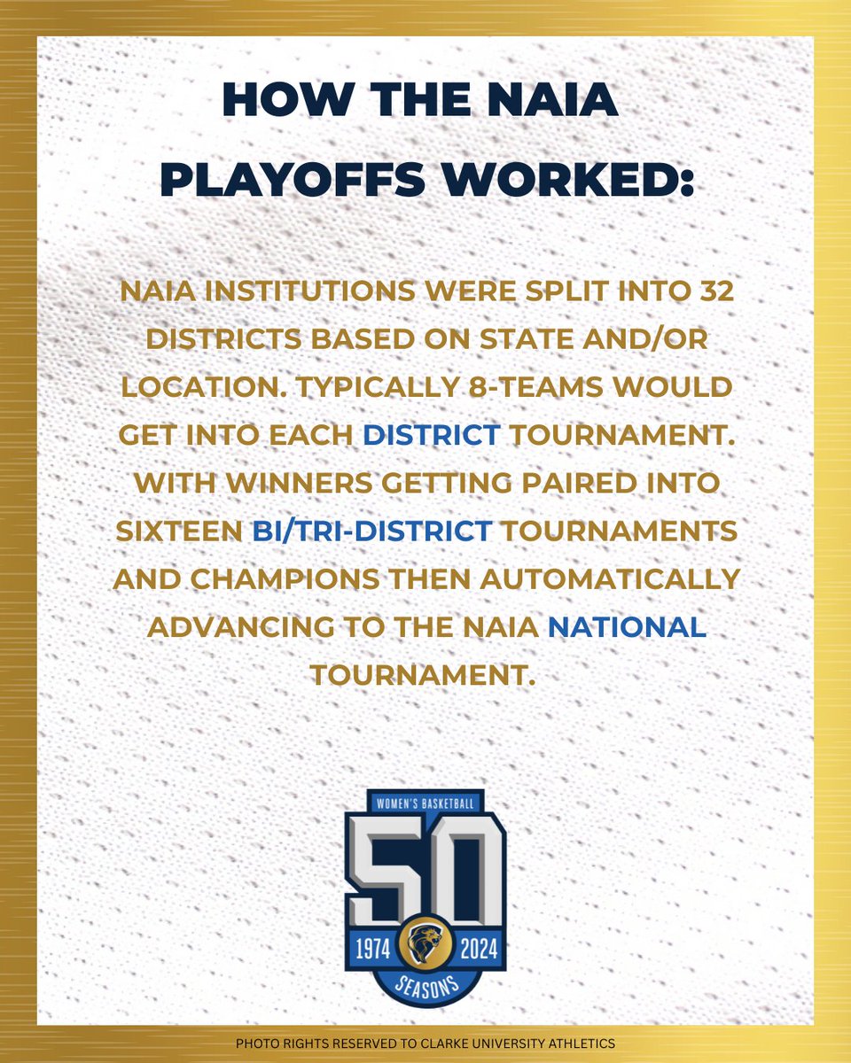 CUbookWBB's tweet photo. The Clarke women qualified for the NAIA District playoffs three times prior to switching to conference tournaments being held. The District XV bracket was split into an East and West side to help with travel on short notice, but leaving the East side top-heavy with talented teams https://t.co/C7cbGdpHBd