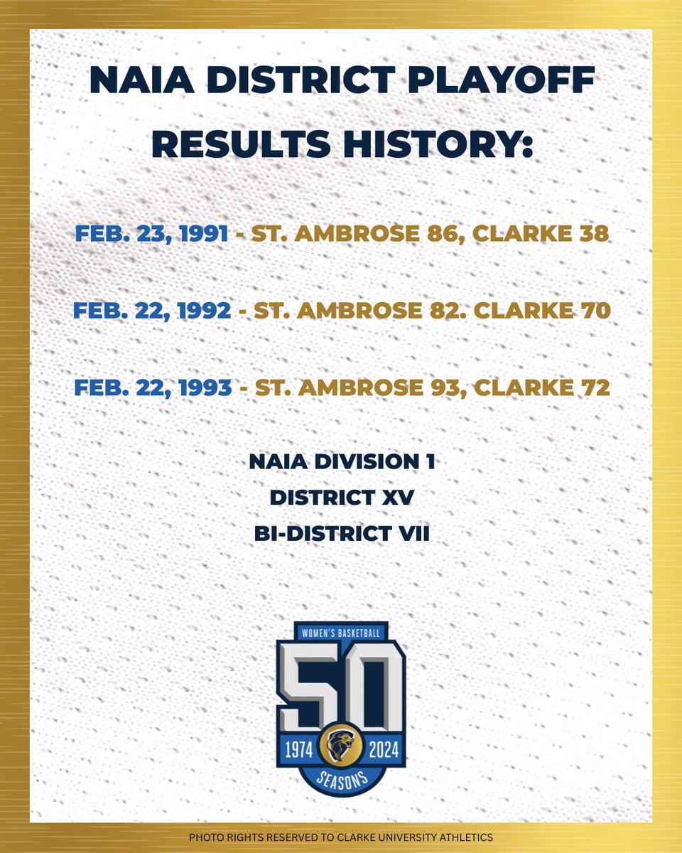 CUbookWBB's tweet photo. The Clarke women qualified for the NAIA District playoffs three times prior to switching to conference tournaments being held. The District XV bracket was split into an East and West side to help with travel on short notice, but leaving the East side top-heavy with talented teams https://t.co/C7cbGdpHBd