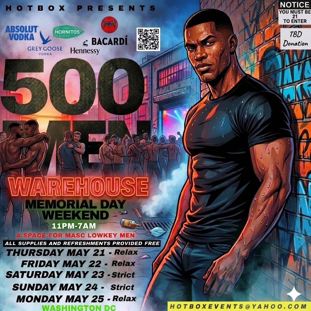 hotboxeventsdmv's tweet photo. DC Black Pride 📍

We're always bringing out the sexiest motherfuckers from all over. We can't wait to see u ‼️

Join us at the WAREHOUSE with outdoor play areas 😈 

Text: HOTBOX to 240-835-5143
---------------OR-----------------
Email: hotboxevents@yahoo.com https://t.co/aSFNEGpyNx