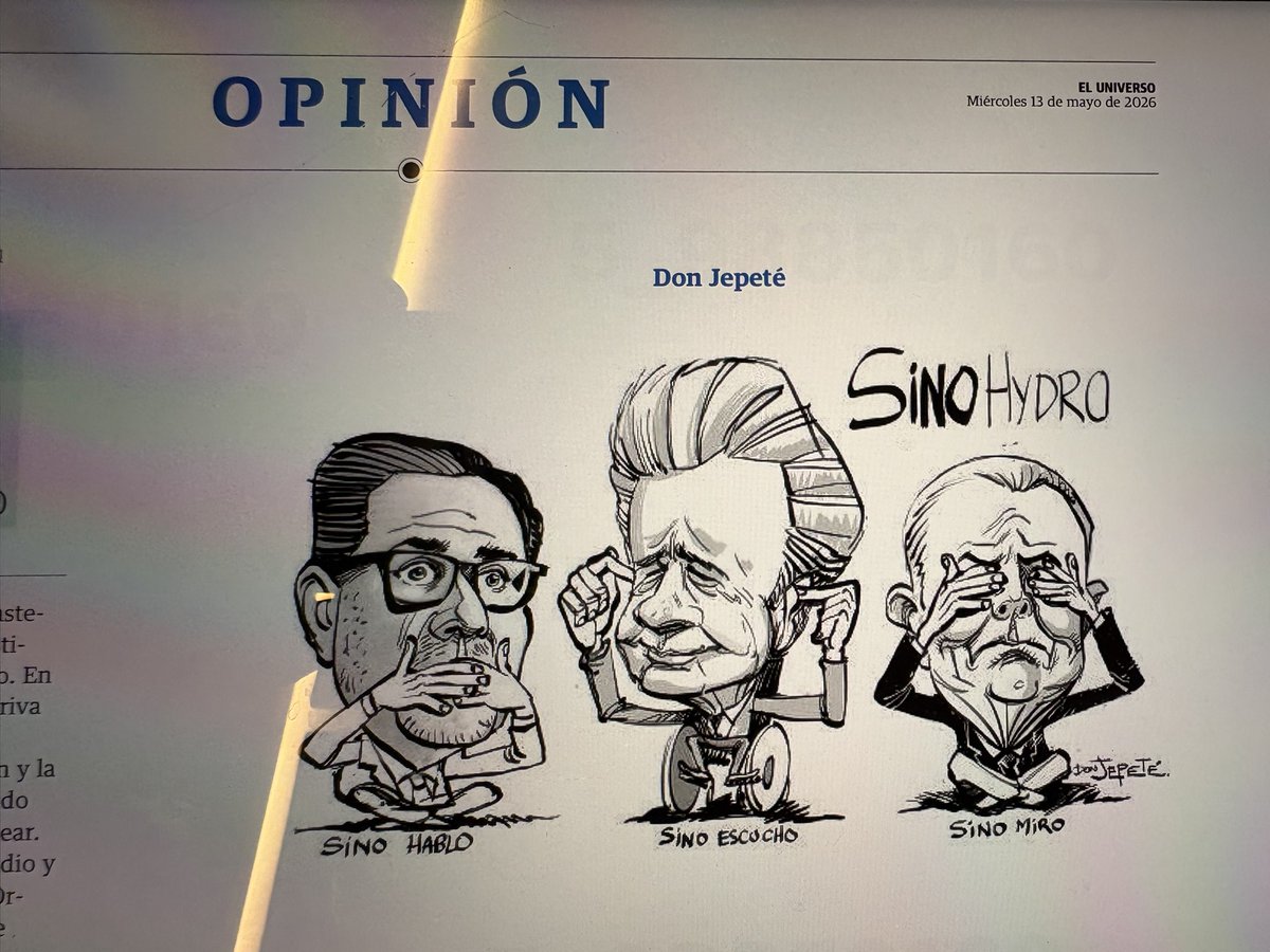 robertoxavier's tweet photo. Desde hoy El Universo vuelve a tener en su página editorial la tradicional caricatura. A lo largo de mi vida he podido ver a 2: Robin y sus flechazos y posteriormente Bonil.  Tiene un enorme desafío “Don Jepeté” de ganarse un espacio frente a esos enormes antecesores. https://t.co/tShZMbH8az