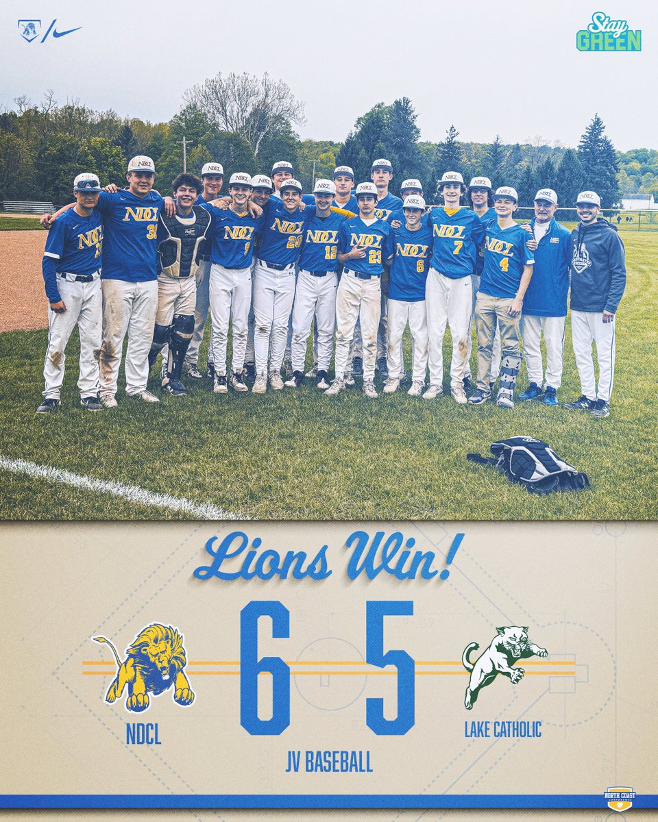 NDCL_Baseball's tweet photo. JV BASE | LIONS GET THE W LAST NIGHT OVER LAKE CATHOLIC IN THE SEASON FINALE‼️

Chiappero goes 6 IP with 7K to get the W on the mound. Reagan gets the Save. 

Detore leads at the plate going 3/4 with an RBI. Sepelak also adds 3 RBI🟢

#WeAreNDCL | #STAYGREEN🟢 https://t.co/c2rm261uuY