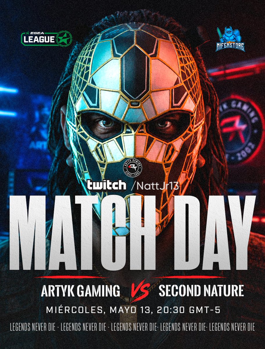 ARTYK_GAMING's tweet photo. ⚔️ MATCH DAY ⚔️

Hoy salimos al servidor por la @ESEA League Main para enfrentar a SECOND NATURE.
Hora de demostrar de qué está hecho ARTYK. 🔥
🕣 8:30 PM 🇵🇪
📺 Transmisión: https://t.co/s9WfE08LKT

#ARTYK #ESEA #CS2 #MatchDay https://t.co/ruufq9Tf3f