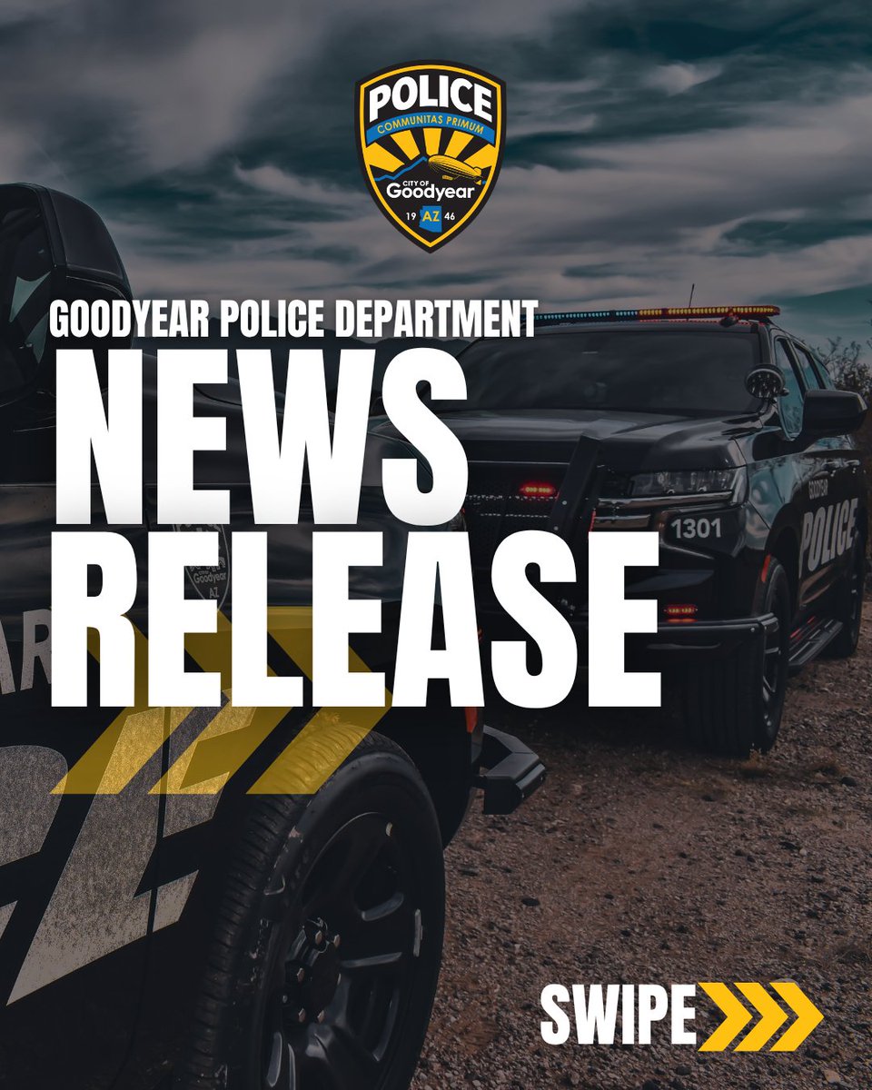 Goodyearpolice's tweet photo. 🚔 The Goodyear Police Department is joining the national #ClickItOrTicket campaign May 18-31. Officers will conduct enhanced traffic enforcement focused on seat belt compliance to help keep our roads safe. Buckle up every trip, every time. #GoodyearAZ https://t.co/6y3NgHlMUV