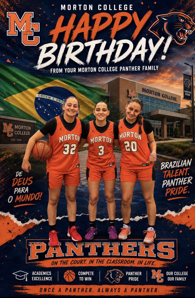 mortoncollegewb's tweet photo. We want to wish a happy birthday to the triplets Bianca Siqueira, Flavia Siqueira and Carolina Siqueira. https://t.co/rR05JuRXNc