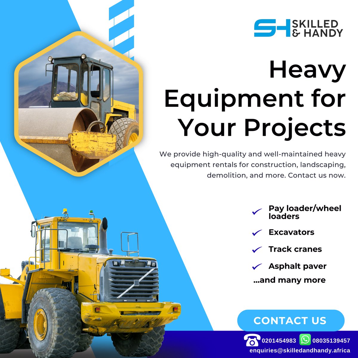 illusorynirvana's tweet photo. SKILLED &amp; HANDY TECHNICAL AND ALLIED SERVICES LIMITED

Looking to rent reliable heavy machinery and engineering equipment for construction, landscaping, roadworks, demolition, earthmoving, and industrial projects?

Contact Us:
📞 Phone: +2342014549838 https://t.co/15u4oZWe2v