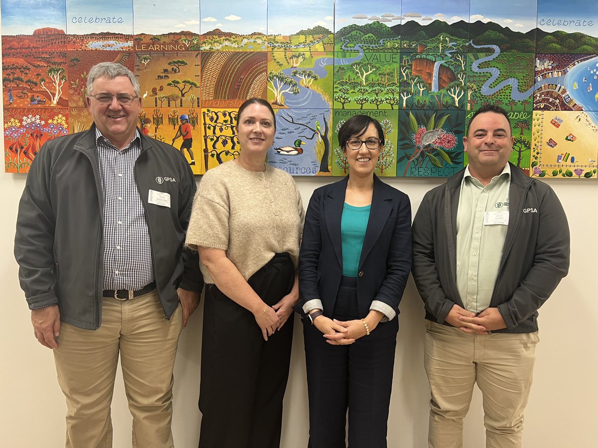 GrainProducerSA's tweet photo. It was important to provide feedback from South Australian grain producers to key stakeholders at a national level over a few days in Canberra. We caught up with @theGRDC Managing Director @nige_hart and Chair @kongoliafarms to discuss the work the RDC is doing to support an application to the APVMA for double strength mouse bait for SA. Additionally, we provided survey data to the @DAFFgov on seeding intentions and fuel and fertiliser, as well as discussing Biosecurity preparedness with @planthealthaust