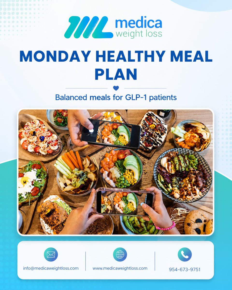 Hanzgrg's tweet photo. Starting the week with balanced meals designed to support patients using GLP-1 medications.
Prioritizing protein, hydration, and fiber may help support satiety, muscle maintenance, and healthy eating habits.

https://t.co/pLSRQb2ZAb https://t.co/MAdZDEAZI4