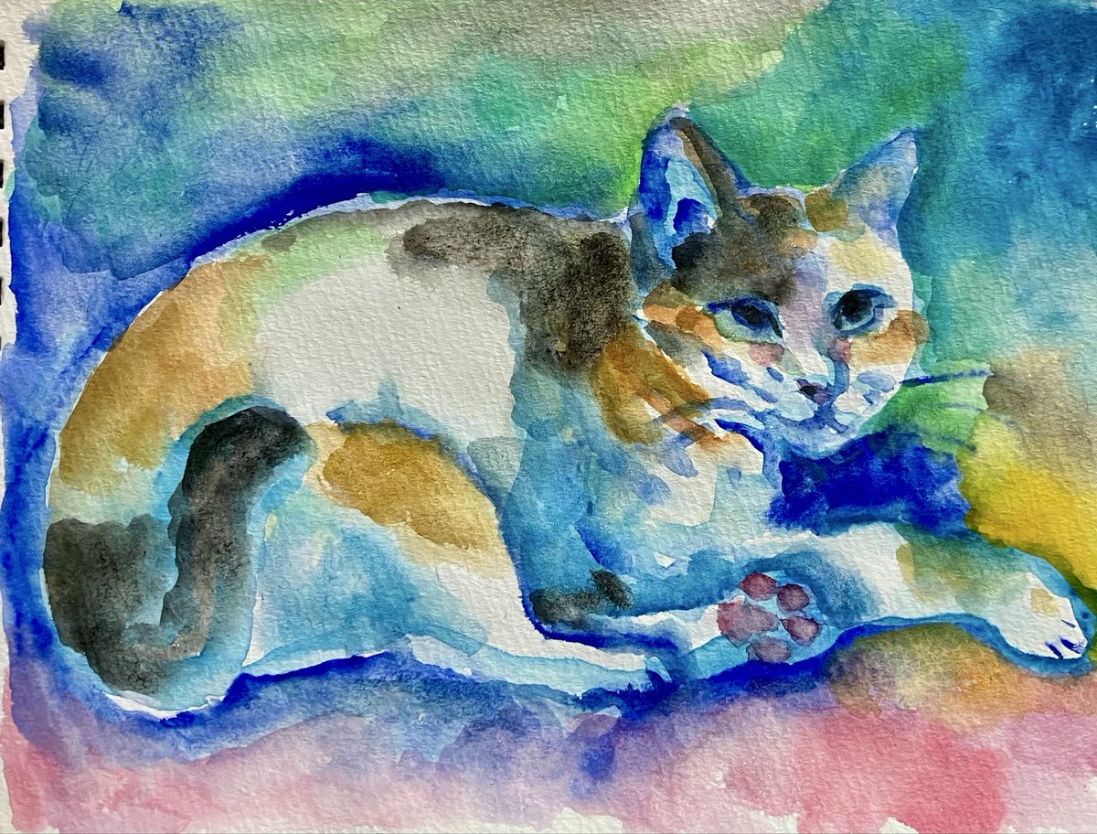 水彩絵の具で ＃猫ちゃん ＃イラスト