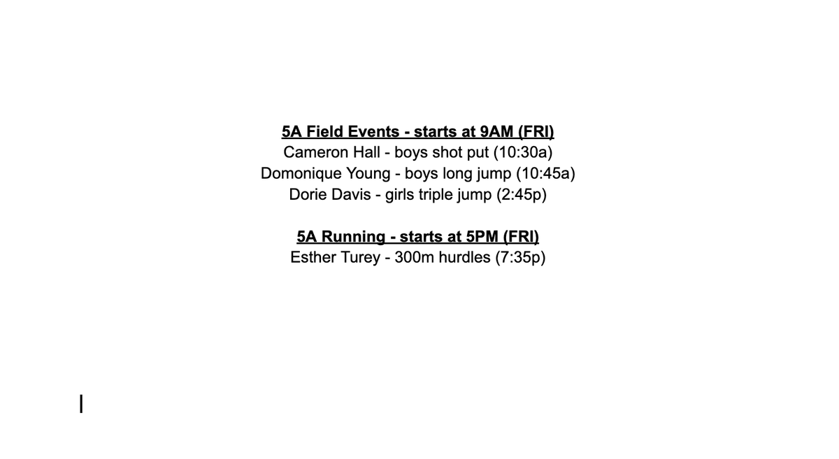 MISDathletics's tweet photo. .@SummJagTrack is heading to STATE on Friday for the 5A UIL Track and Field Championships.

Four Jags will represent MISD in Austin with GOLD on the line. Swipe right to see times and events. Good luck Jags! https://t.co/Xy5TPrWZ0N