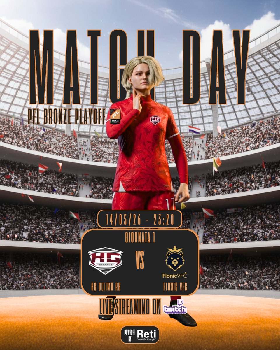 HGEsportsASD's tweet photo. ⚽️Matchday⚽️

🏆@VPGItaly Serie C - 26°Giornata
🆚Club Evergreen ⏰22:40

🏆@VPLItaly Serie B - 26°Giornata
🆚@FCMotiCarbonari ⏰23:00

🏆@PFL_ITALIA Bronze PlayOff - 3°Giornata
🆚@FlonicVFC ⏰23:20

🖥️Live Streaming dalle 22:00 - https://t.co/qWy1xWrZgi https://t.co/snFrlNr5F9