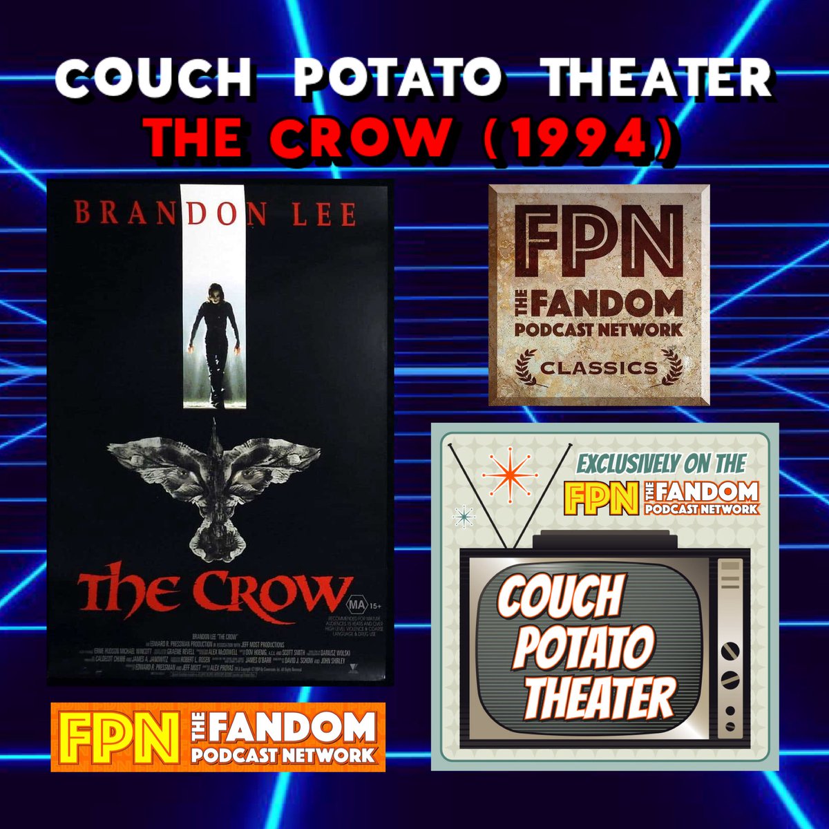 spartan_phoenix's tweet photo. THE CROW (1994) #CouchPotatoTheater #FandomPodcastNetwork Classics 
Watch: @fanpodnetwork YouTube Link: 
https://t.co/zaYT55zNOQ
Audio Link:
https://t.co/efAyt43gpU @spartan_phoenix @AKyleW #TheCrow
#TheCrow1994
#BrandonLee #FandomPodcastNetworkClassics #TheCrowMovie #FPNet #FPN https://t.co/NPFHYD5JVQ