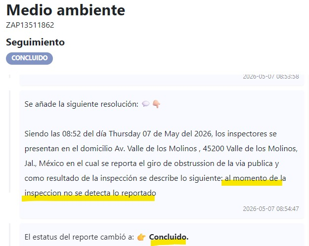 Cesvent's tweet photo. @ZapopanGob Hola @ZapopanGob me pueden retroalimentar sobre este reporte ZAP13511862 por favor? https://t.co/3eKRi0TSFH