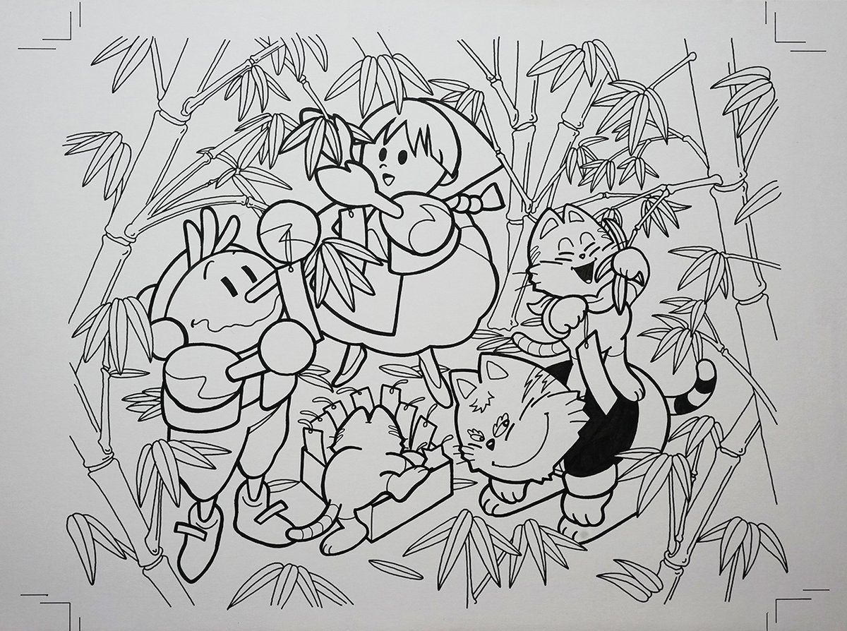 これは1987年のナムコのカレンダー 7月の原画（白黒）
