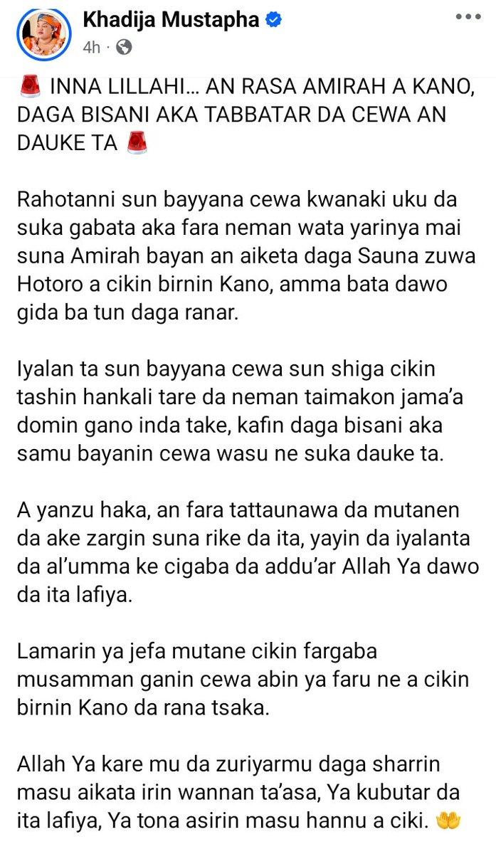 MujahidSSaad's tweet photo. I heard that this beautiful lady, identified as Amirah, who was earlier declared missing in Kano, was later confirmed to have been abducted.

Reports revealed that she was sent from Sauna to Hotoro within Kano metropolis three days ago but never returned home, causing panic among her family members and residents.

Her family reportedly searched everywhere and appealed for public assistance before information later emerged that some individuals had taken her away.

The incident has created fear among residents, especially as it reportedly happened in broad daylight within Kano city.

May Almighty Allah protect her, grant her safe return, and expose those responsible for the act.