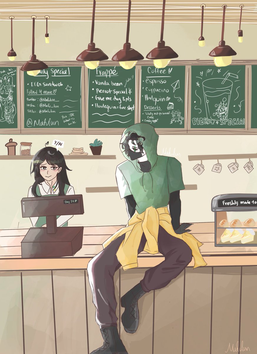 mafulun_'s tweet photo. I think he wants a date…. Are you saying yes? 

This drawing lowkey took me longer than I thought it was just supposed to be a sketch but I got carried away. 

#tfc #thefreakcircus #harlequintfc #harlequin #怪诞马戏团 https://t.co/gCK7Obyl73