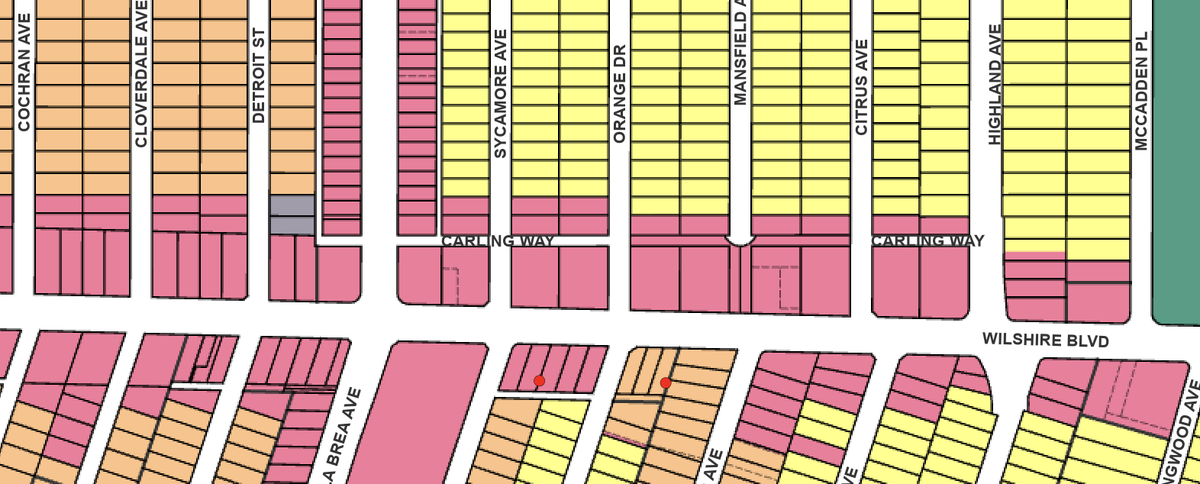 _lej44's tweet photo. Great to see Katy endorsing dense towers on Wilshire, but...

She voted against adding even some single-fam areas behind Wilshire/a new heavy rail line from dense development on our housing plan CHIP. Heck, her vote blocked even minor density (like 3-story apts) in yellow areas: https://t.co/1XIWGV18X6