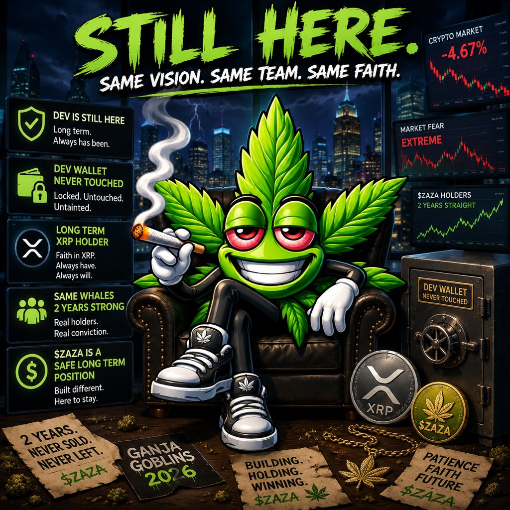 ZAZAXRPL's tweet photo. 2 years in. Same whales still holding. Dev wallet untouched. Faith in XRP never changed. Sometimes you gotta take a break from smoking to lock in even harder but we’re still here grinding through it all. $ZAZA 🍃💨 https://t.co/OQQ7pzbRMs