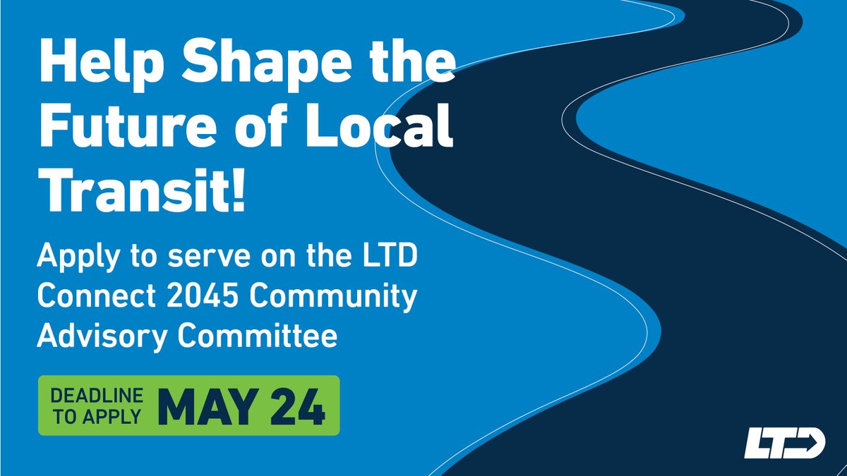 LaneTransit's tweet photo. Want to help shape the future of transportation in Lane County? 🚌

Join LTD’s Connect 2045 Community Advisory Committee and help guide our Long Range Mobility Plan for the next 20 years. Members receive a stipend for participating. 🗣️📣

Apply today:
https://t.co/1eTKBmCJF6 https://t.co/Qtw385QYm4