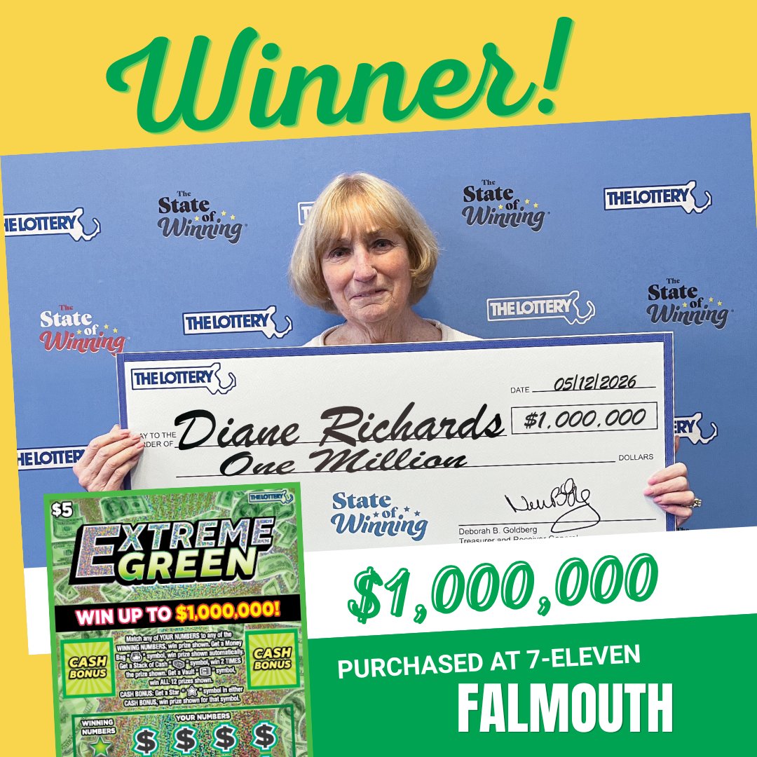 MAStateLottery's tweet photo. 😍 Sharing her 💰 Extreme Green 💰 with her five grandchildren! 

Recent winners > https://t.co/GhFB99Y1BY

#MassLottery
#Lottery
#InstantTickets
#ScratchTickets
#Falmouth
#Massachusetts https://t.co/6u8AQOEmBk