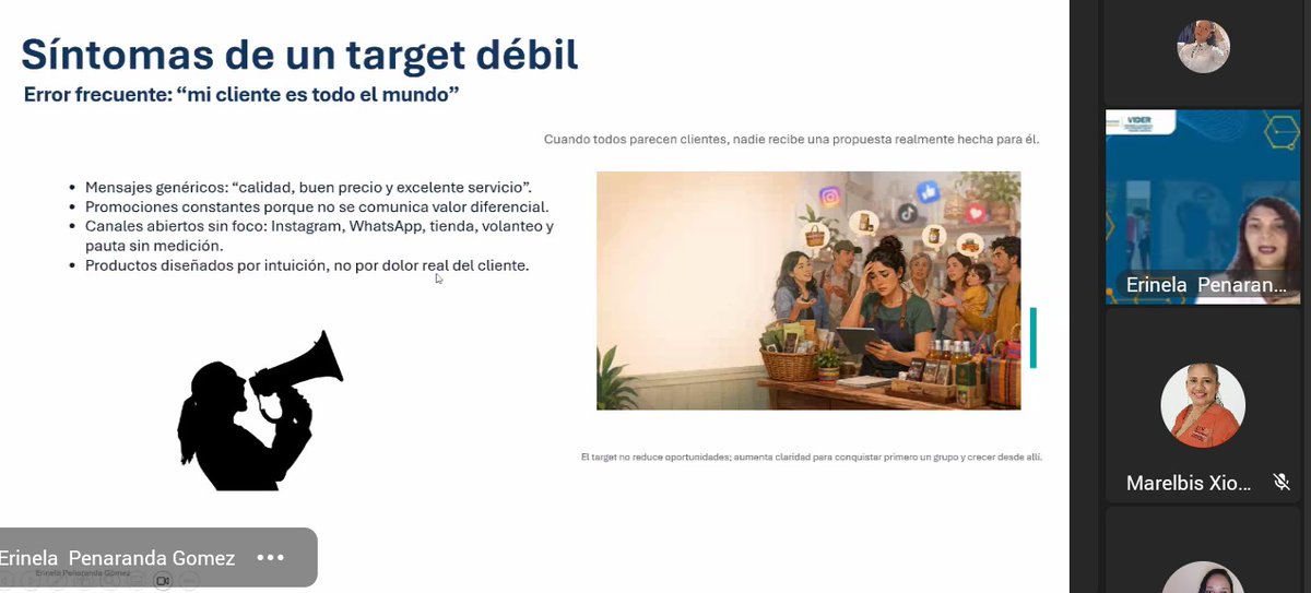 ArzuagaMadelen's tweet photo. @ElOIRdelaRegion @UNAD_zcar @ViderZcar @ecacenzcar_ @ecacenunad ❓¿Tu cliente es “todo el mundo”? Erínela Peñaranda explica que un target débil genera mensajes sin enfoque y menos conexión real. Trabajemos por definir nuestro target para construir emprendimientos más exitosos🎯📈 #RedREGIO #TejiendoSolidaridadTerritorial #Emprendimiento https://t.co/nVMRWPeNwb
