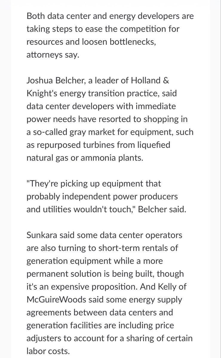 kdgscribe's tweet photo. @mollytaft Lawyers who work on data center development told me a few months ago that a gray market has developed for turbines and other equipment, along with short-term rentals. https://t.co/XBkVyKjRAz https://t.co/zEs76byUhc
