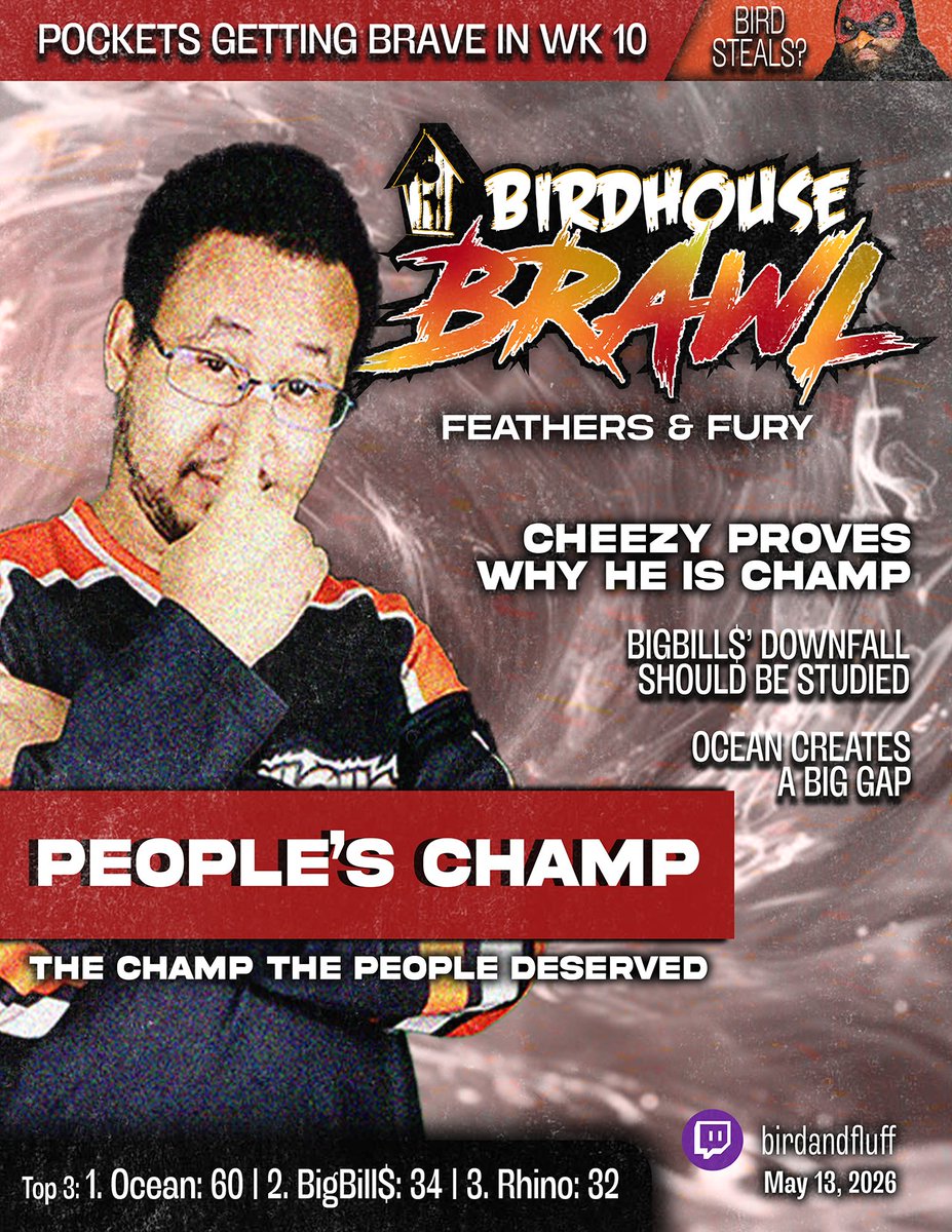 BirdhouseBrawl's tweet photo. Last week was sweaty! But this week, it gets even sweatier! Pocket Bravery makes its way into rotation for this week's Competition Week! I don't know why we made this game the game to be super try hard in. Come thru for all the Feathers......and all the Fury. https://t.co/uCdFvBvy7u