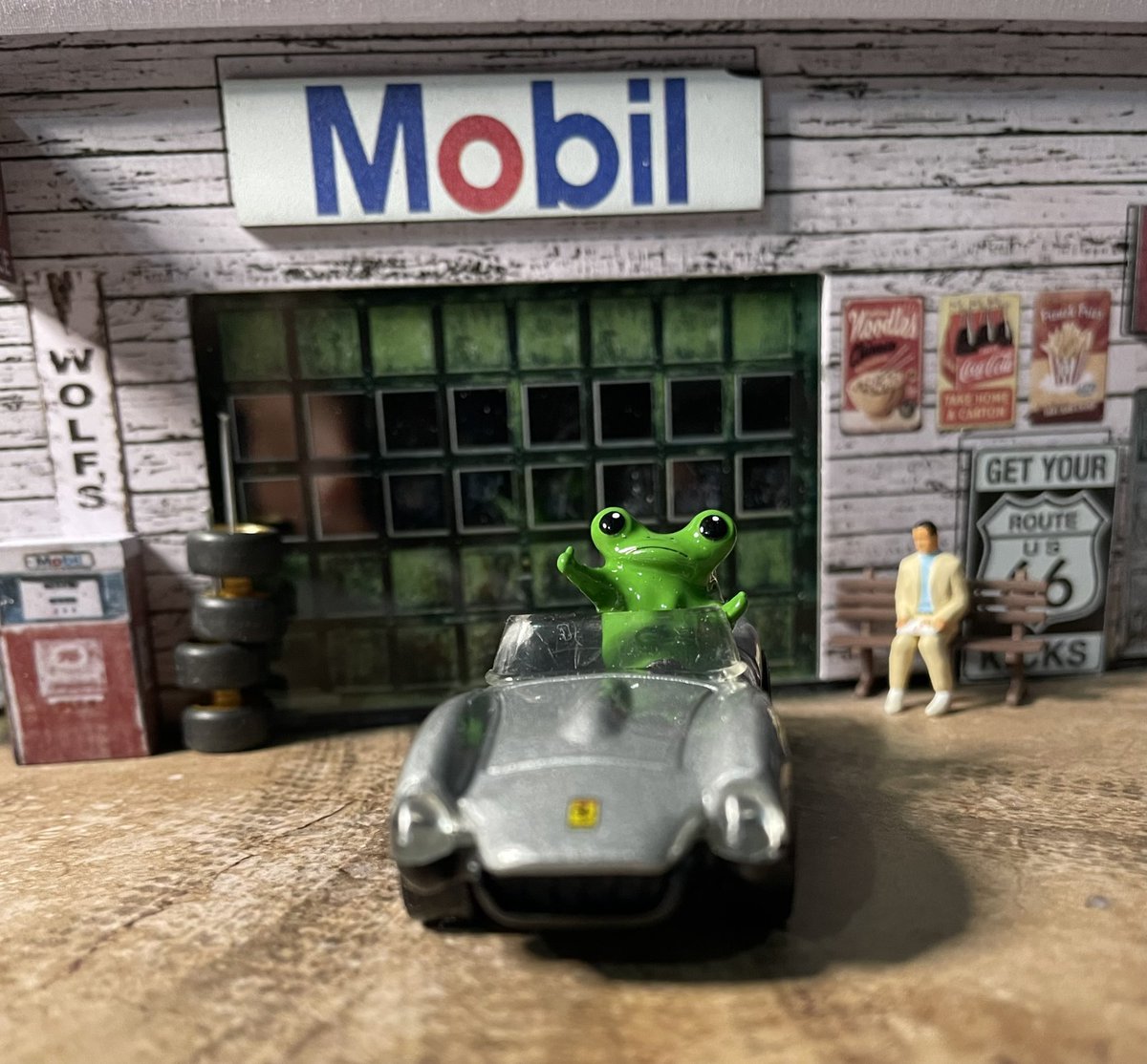 Look who's cruising in my 2001 Hot Wheels Ferrari 250! Karl-kun