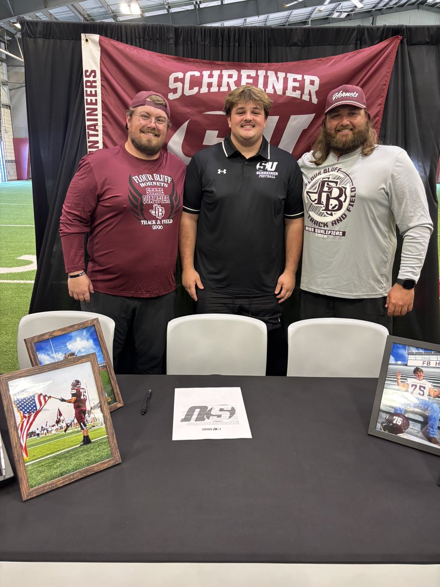 declan_deyoung's tweet photo. I’m so proud of these 3 OL who signed to play at the next level today! These guys are tough, smart, and outstanding teammates. I’m going to miss them this fall, but I’m so grateful to have gotten to coach them and can’t wait to watch them on Saturdays! 

#RecruitTheBluff #OLine🙌 https://t.co/p1eJb6FmK6