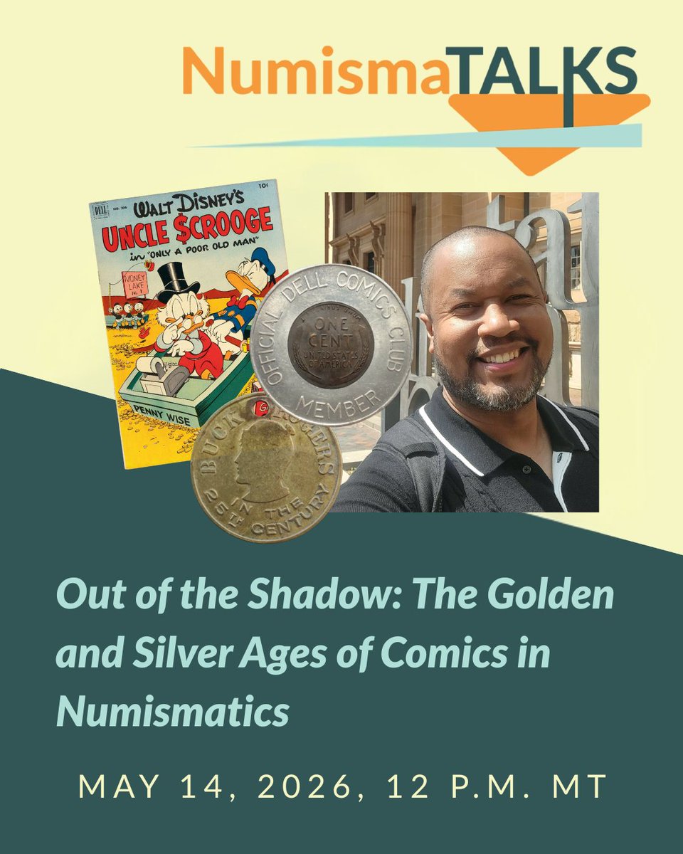 ANACoins's tweet photo. Tune in to our next #NumismaTalks! This presentation with expert Robert Penn explores the origin stories of comics in #numismatics, uncovering how coins, tokens, and medals reflected the popular culture of their time.
Learn more: https://t.co/JQNupqkW7V
#CoinCollecting #Comics https://t.co/dEUhQM5B6L