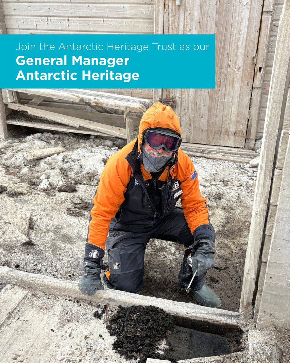 InspireExplore's tweet photo. Work with us! Join Antarctic Heritage Trust as our General Manager Antarctic Heritage.

This senior leadership opportunity is a chance to lead world-class work preserving iconic cultural heritage in one of the most extraordinary environments on earth.

Join our team in this exciting construction and programme delivery role where you will oversee the full project cycle across a portfolio of historic sites on Ross Island.

This role also contributes to shaping the future of the Trust's work at Cape Adare, the site of the first building ever constructed on the Antarctic continent.

To find out more or apply, please click this link to our website: https://t.co/TYqzQD8KyP

Applications are open now and close Sunday 7 June.