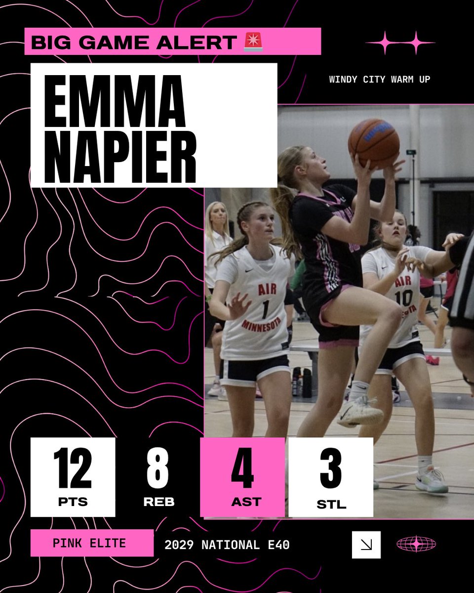 pinkeliteclub's tweet photo. BIG GAME ALERT 🚨 EMMA NAPIER played well@on both ends of the hardwood vs M14! Crashed the boards and locked down on defense! WE SEE YOU EMMA👀 #pinkelitebasketball #pinkelitefamily #raisethebar @emmaln1020 @Elite40League https://t.co/Tfjspzjrso
