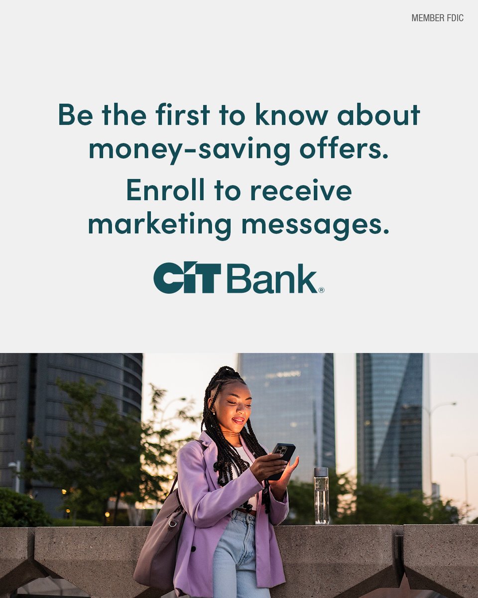 CITBank's tweet photo. Receive money-saving offers and other valuable notifications from the CIT Bank mobile app. From the Communications menu, select Push Notifications and ensure that Marketing Messages are enabled. https://t.co/OiZzUGboGX