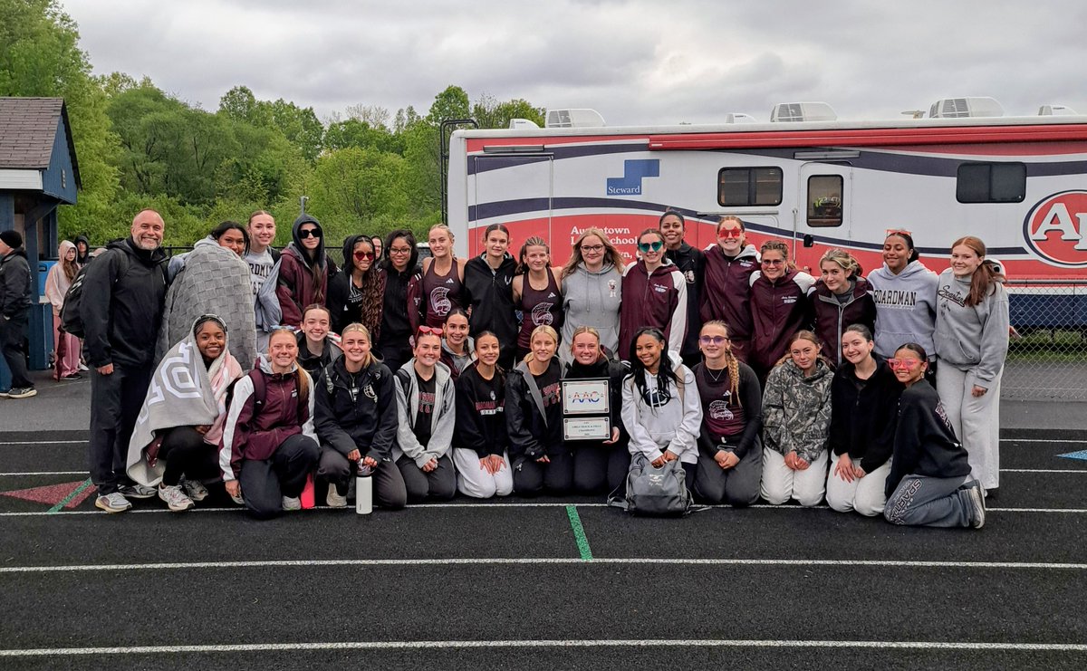 AACOhio's tweet photo. Congratulations to the Boardman Spartans Girls Track and Field team for winning the 2026 @AACOhio  Championships at Fitch HS on Wednesday.  A special congratulations to Gigi Angiuli for capturing the Player of the Year award with her performance. @BoardmanTrackCC https://t.co/EcBqLEZJoE