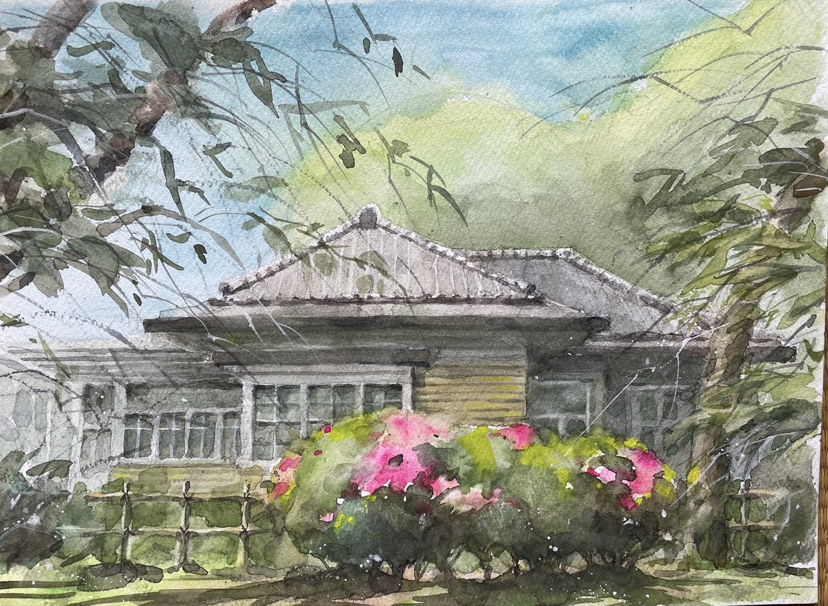 つつじの庭 Azalea garden ＃wartercolor ＃wartercolorpaintng