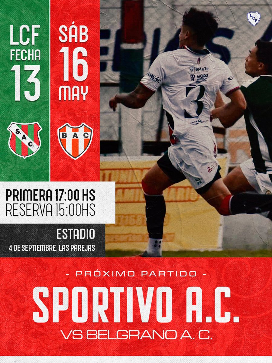 SACLasParejas's tweet photo. #𝑳𝑰𝑮𝑨𝑪𝑨Ñ𝑨𝑫𝑬𝑵𝑺𝑬 ⚽️
🐺 ATRÁS LA FECHA LIBRE, VOLVEMOS A JUGAR EN CASA!
🗓️ SÁB 16 MAY
🏆 FECHA 13 #APERTURALCF
🆚 Belgrano
✅ 15:00 y 17:00 hs - 🏟️ 4 DE SEPTIEMBRE
ILUSIÓN A FLOR DE PIEL ❤️💚
#DaleLobo https://t.co/p13knpZ88i